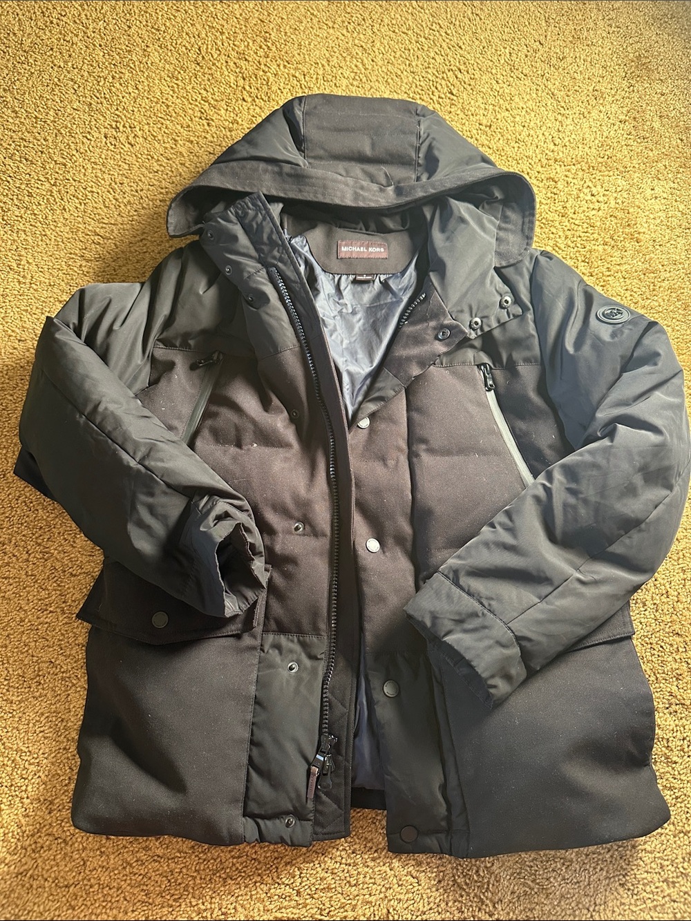 Michael Kors Black Hooded Puffer Jacket